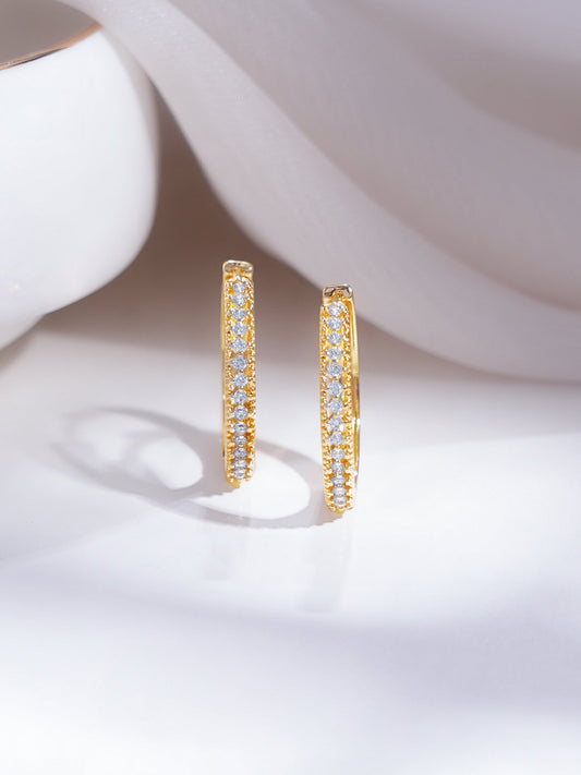 【Rubans】 Gold Plated Crystal Statement Hoop Earrings|ゴールドメッキ クリスタル ステートメント フープイヤリング