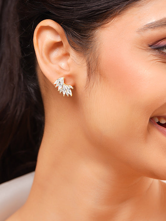【Rubans】 Gold Plated sparkling Crystal Stud Earrings|ゴールドメッキ スパークリング クリスタル スタッドイヤリング