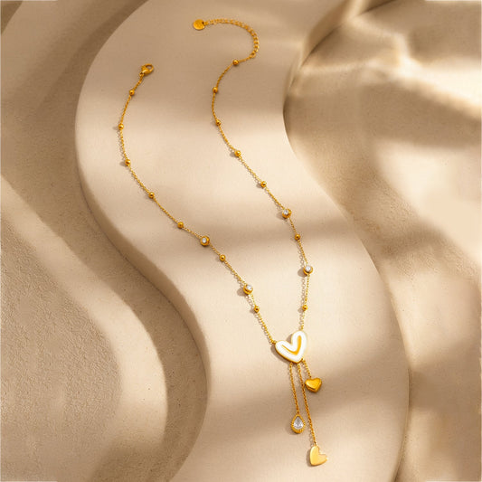 Demi Fine 18K Gold Plated Stainless Steel Heart Charm Pendant Necklace フリーサイズ