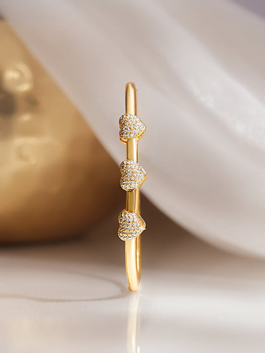 Gold Plated American Diamond Zirconia Heart Bracelet フリーサイズ