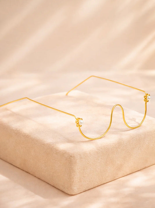 【Rubans】 Gold Tone Brass Minimal Pearl Blossom Facelet Face Jewellery|ゴールドトーン ミニマル パールブロッサム フェイスレット(フェイスジュエリー)