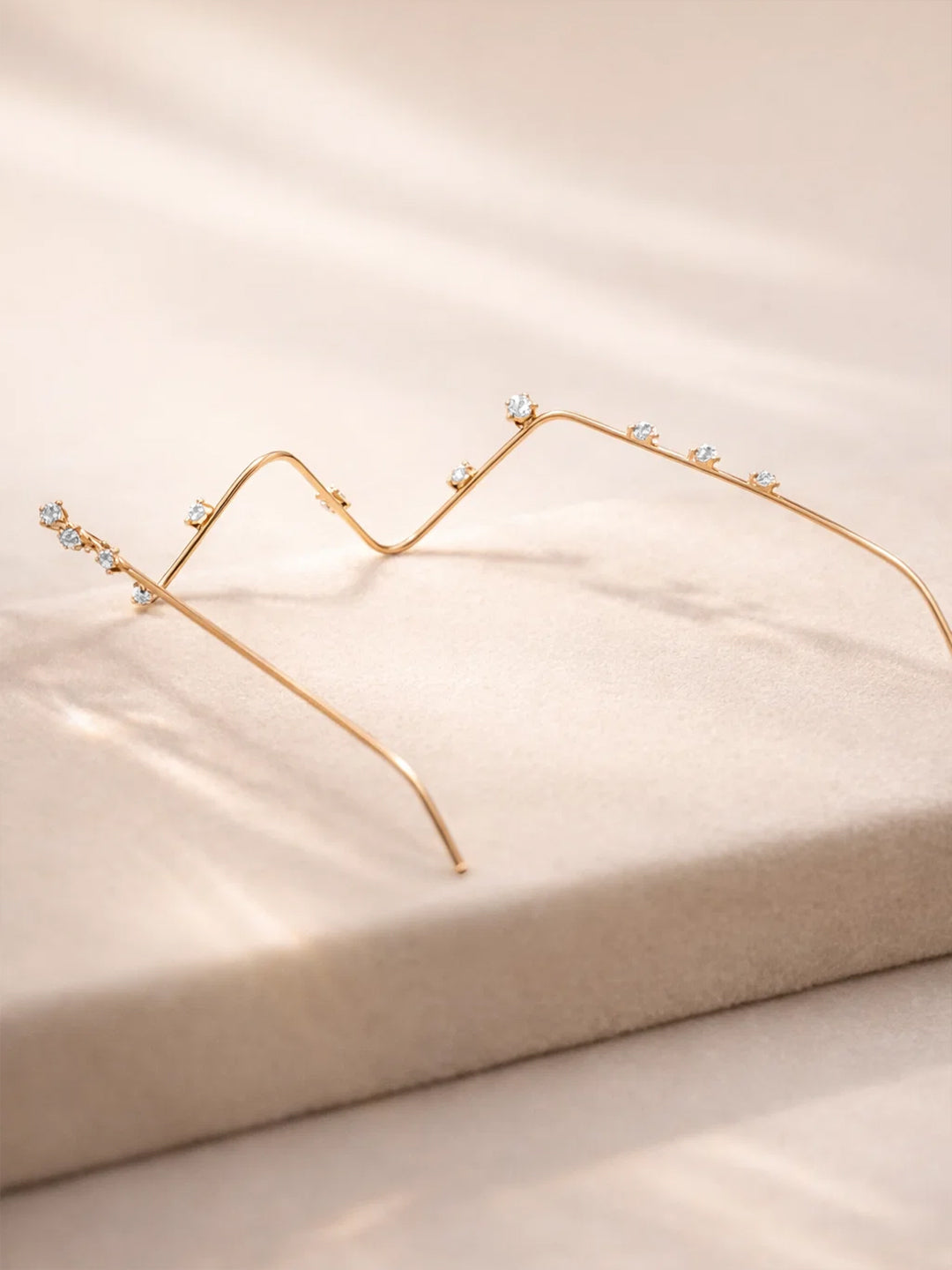 【Rubans】 Gold-Tone Brass Minimal Crystal Facelet Face Jewellery|ゴールドトーン 真鍮 ミニマル クリスタル フェイスレット(フェイスジュエリー)