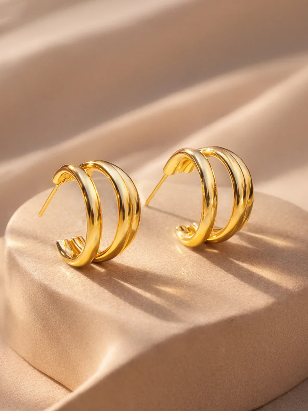 【Rubans】 Gold Plated Hoop Earrings Set|ゴールドメッキ フープイヤリング 3組セット