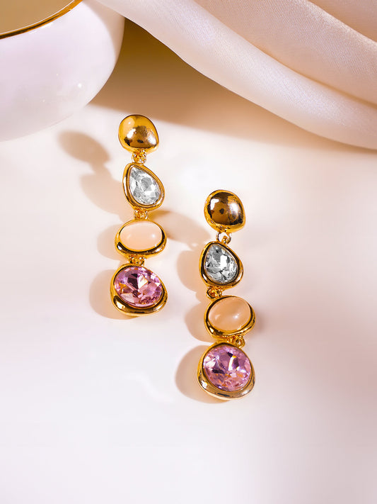 【Rubans】 Gold Plated Kundan Multicolor Dangler Earrings|ゴールドメッキ クンダン マルチカラー ダングラー イヤリング