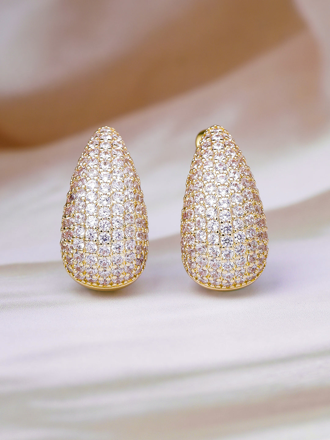 【Rubans】Gold Plated Teardrop Half Hoop Earrings|ゴールドメッキ ティアドロップ ハーフフープピアス