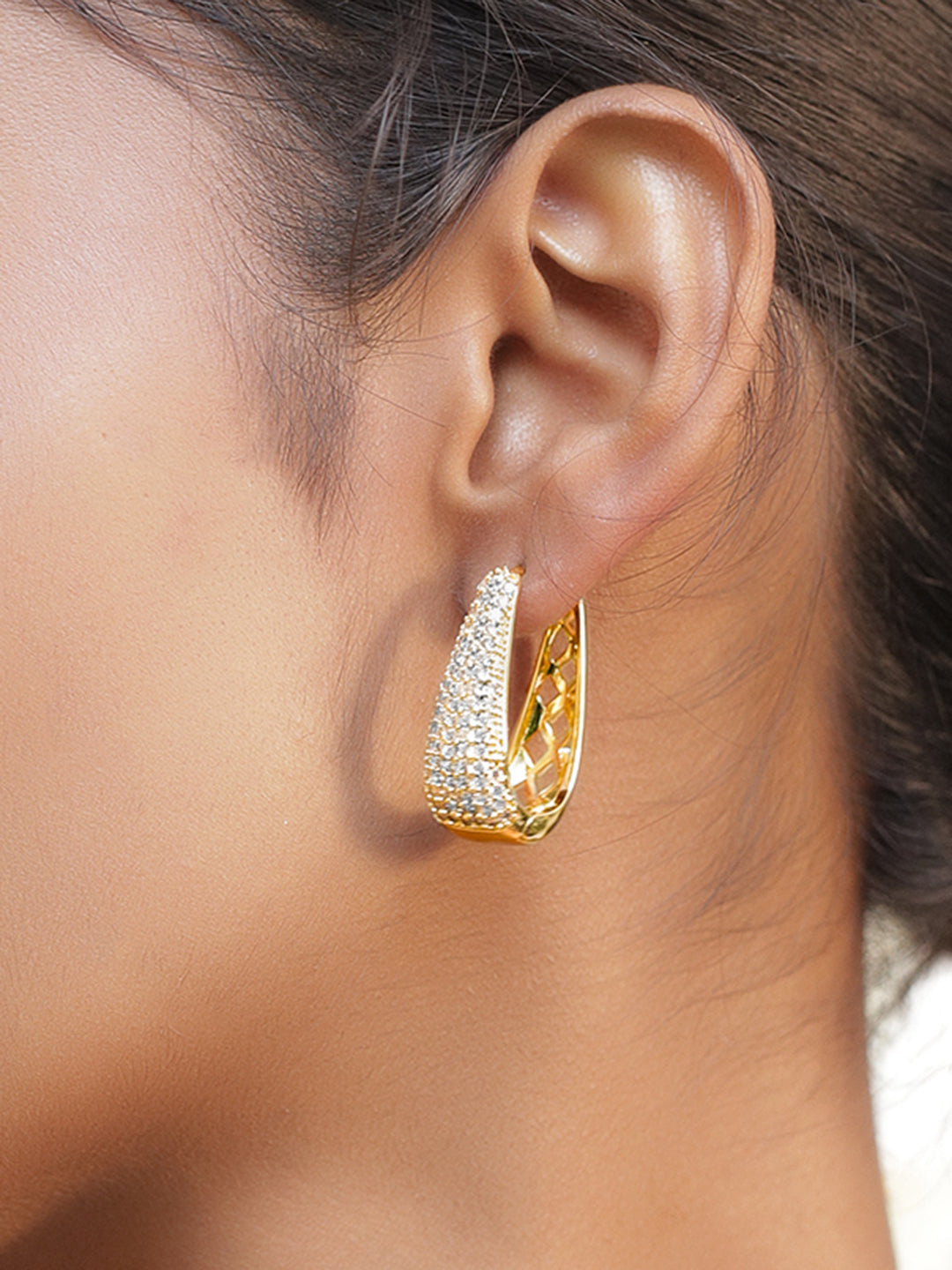 【Rubans】 Diamond-Dust Dreamshine Gold Hoop Earrings|ダイヤモンドダスト ドリームシャイン ゴールド フープイヤリング