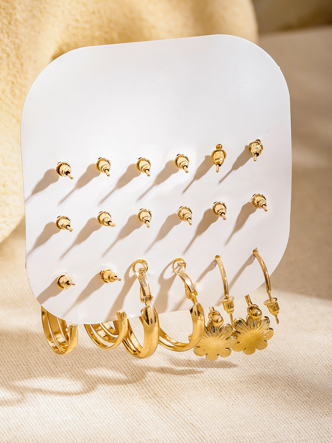 【Rubans】 Gold Toned Hoop Earrings Pack of 9|ゴールドトーン フープイヤリング 9組セット
