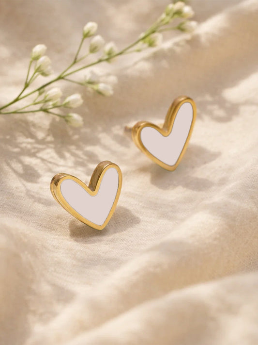 Demi Fine 18K Gold Plated Stainless steel Minimilist Heart Stud Earrings Length - 1.1 cm