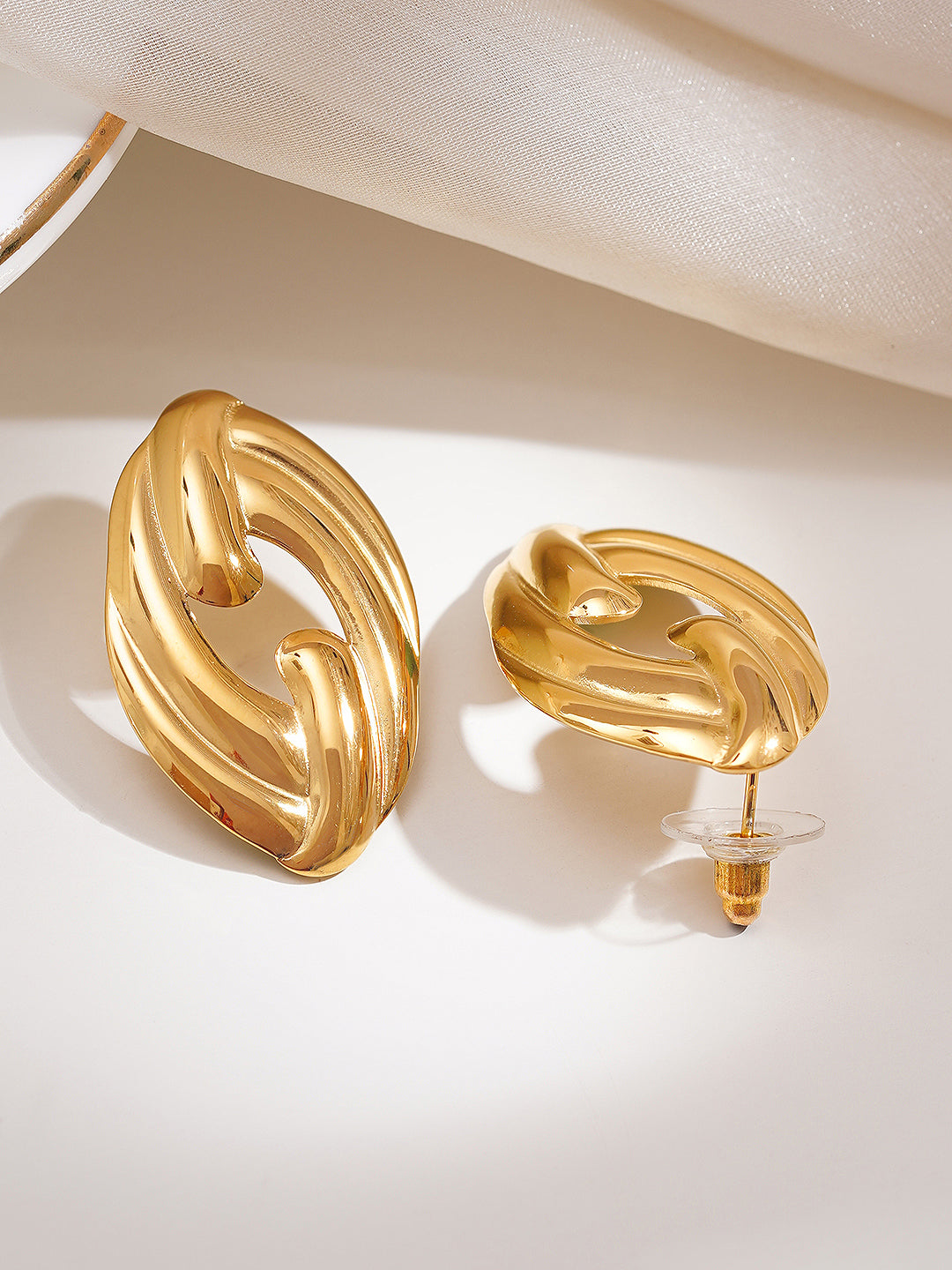 Demi Fine 18K Gold Plated Stainless steel Endless Glow Stud Earrings Length - 3.2 cm