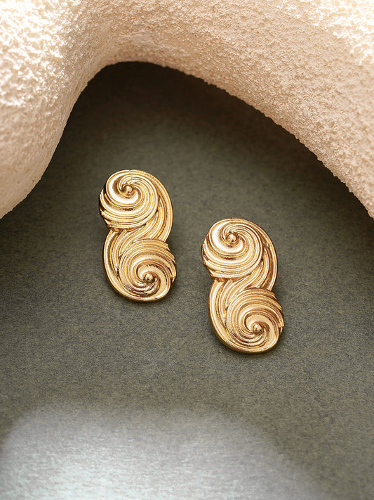 【Rubans】Gold Plated Abstract Design Stud Earrings|ゴールドメッキ アブストラクト デザイン スタッドピアス