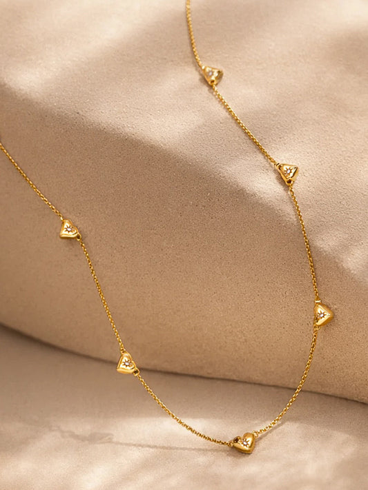 Demi Fine 18K Gold Plated Stainless steel Mini Heart Charm Crystal Necklace Length - 20.5 cm