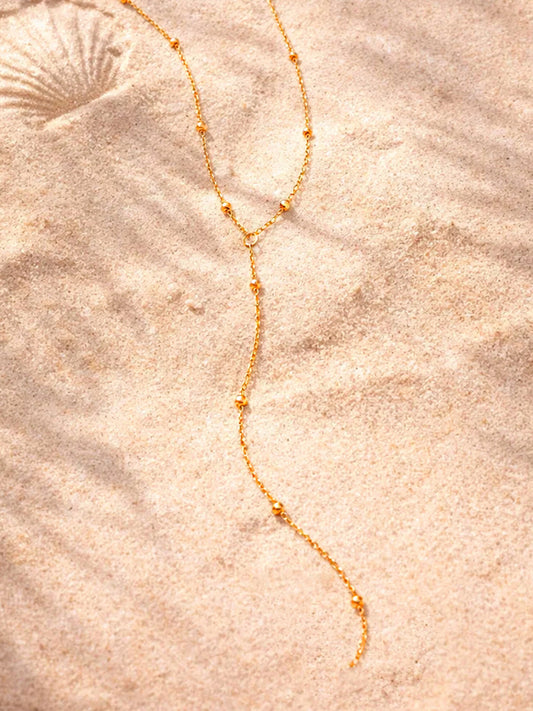 Demi Fine 18K Gold Plated Stainless steel Ball Bead Chain Lariat Drop Necklace Length - 40 cm