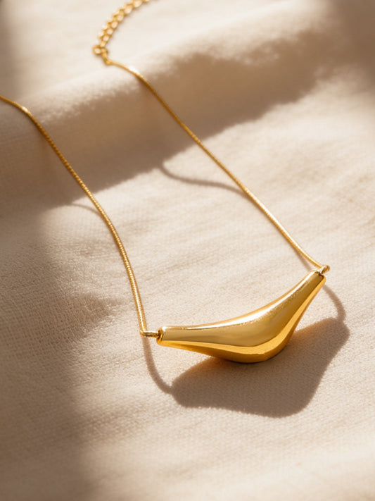 Demi Fine 18K Gold Plated Stainless steel Golden Wave Statement Necklace Length - 19 cm