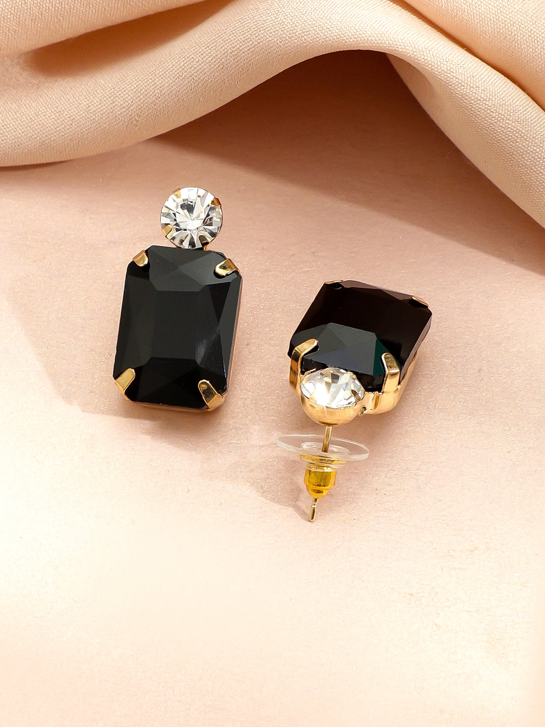 【Rubans】 Geometric Contemporary Crystal Necklace Set - Black|ジオメトリック コンテンポラリー クリスタル ネックレスセット ブラック