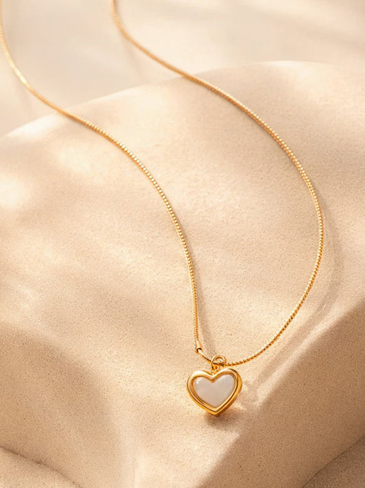Demi Fine 18K Gold Plated Stainless steel Heart Charm Pendant Chain Necklace Length - 20 cm