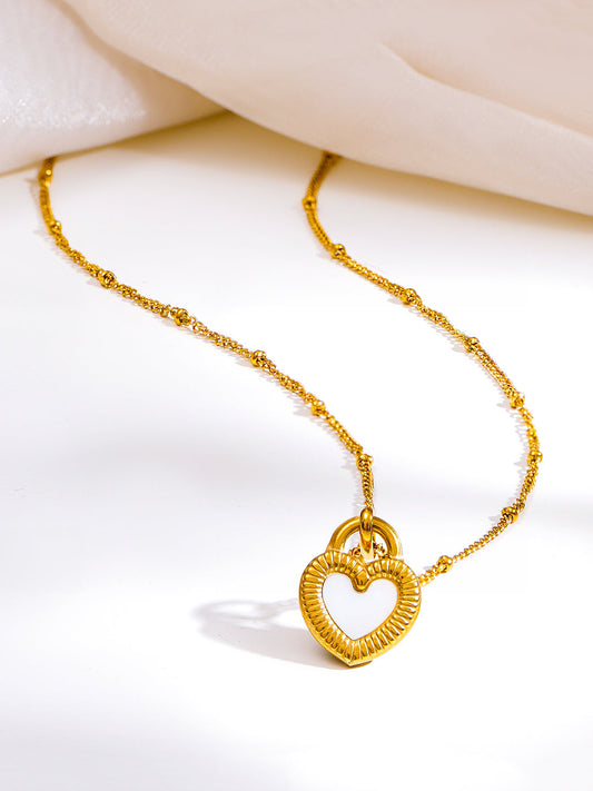 Demi Fine 18K Gold Plated Stainless steel Reversible Heart Pendant Necklace Length - 21.5 cm