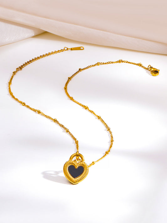 Demi Fine 18K Gold Plated Stainless steel Reversible Heart Pendant Necklace Length - 21.5 cm