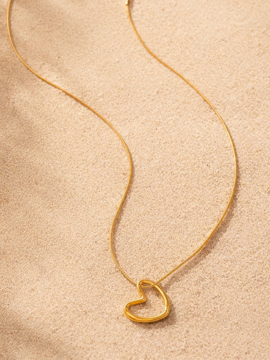 Demi Fine 18K Gold Plated Stainless steel Open Heart Pendant Chain Necklace Length - 20 cm