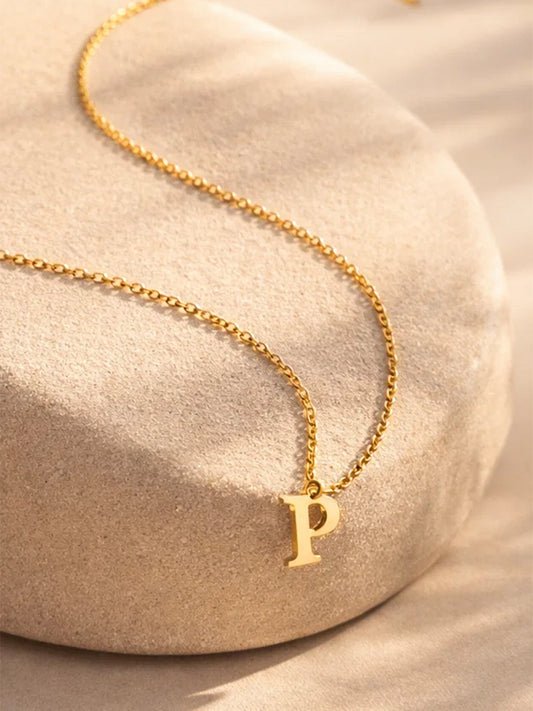 Demi Fine 18K Gold Plated Stainless steel Signature P Pendant Necklace Length - 24.5 cm