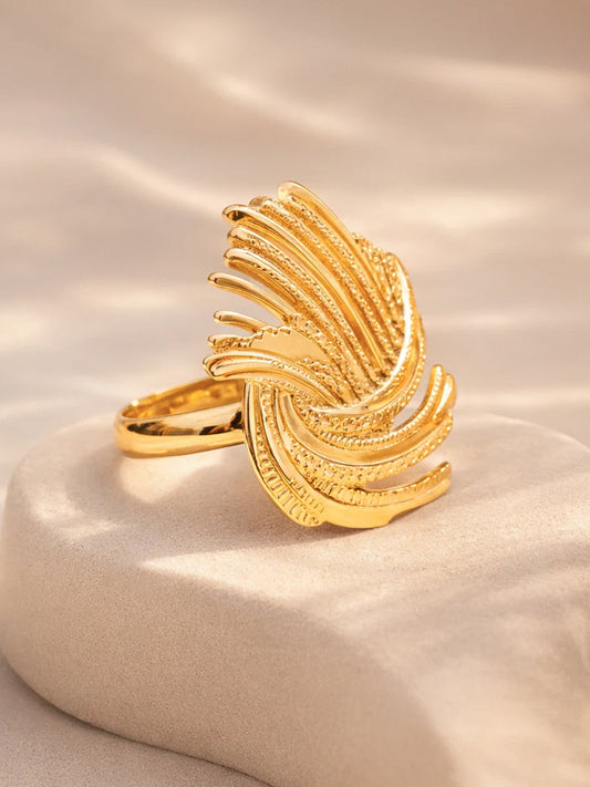 Demi Fine 18K Gold Plated Stainless steel Abstract Layered Adjustable Ring Length - 2.5 cm