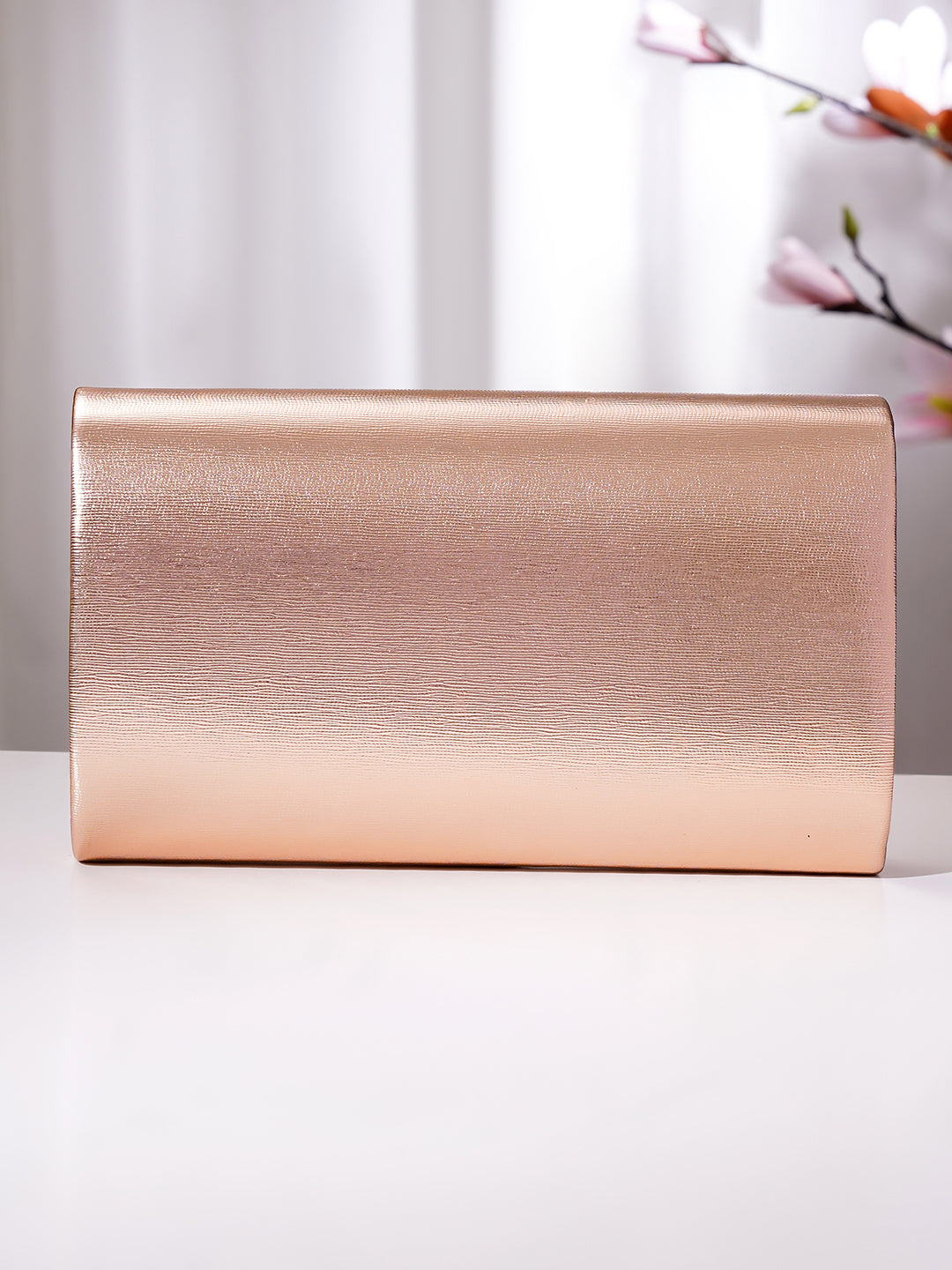 【Rubans】 Rose Gold Metallic Envelope Clutch Handbag|ローズゴールド メタリック エンベロープ クラッチ ハンドバッグ