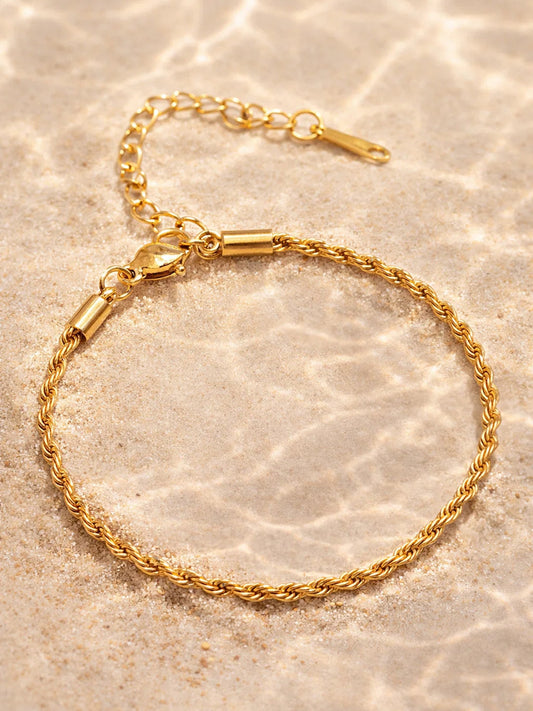 Demi Fine 18K Gold Plated Stainless steel Twisted Rope Chain Bracelet Length - 15.5 cm