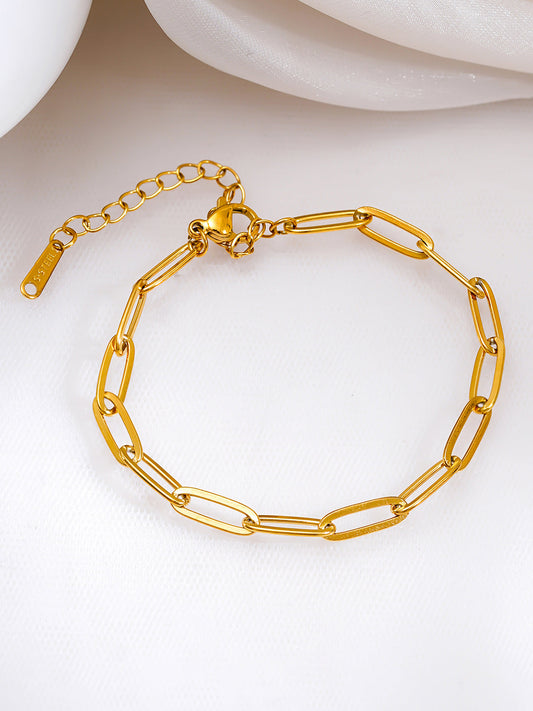 Demi Fine 18K Gold Plated Stainless steel Paperclip Link Chain Bracelet Length - 15.5 cm