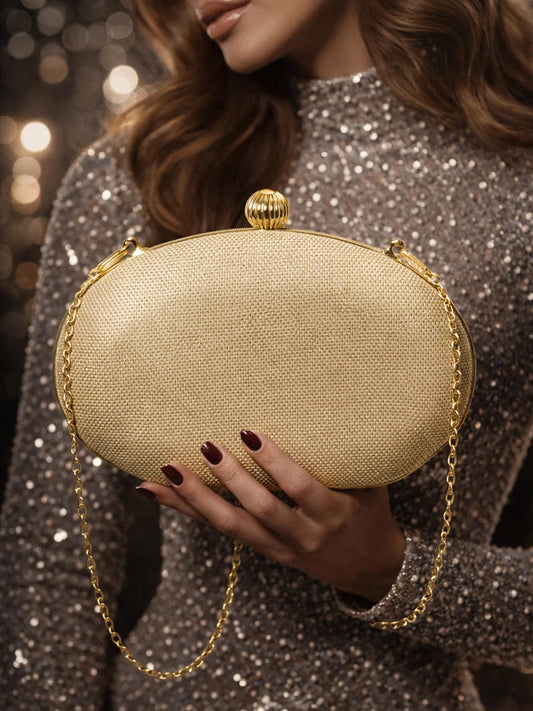 Sculpted Gold Metallic Party Clutch フリーサイズ