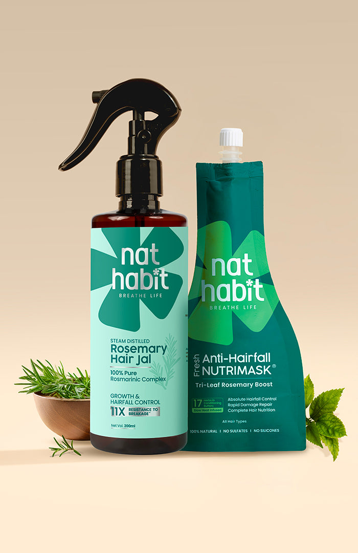 Rosemary Tri-Leaf Anti-Hairfall Pre & Post Wash Combo ヘアジャル200ml + ニュートリマスク120g×3