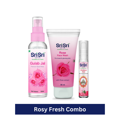 【Sri Sri Tattva】 Rosy Fresh Combo (Rose Face Wash, Rose Water & Rose Roll On)| ロージーフレッシュ コンボ(ローズ洗顔料、ローズウォーター&ローズ ロールオン)| 洗顔料60ml+ローズウォーター100ml+ロールオン