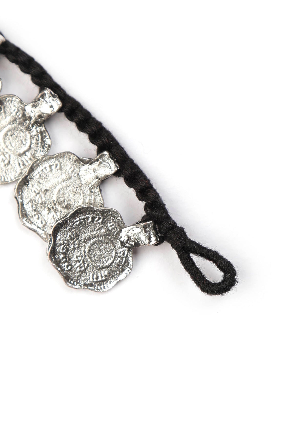 Tribal Coins Black Thread Anklet