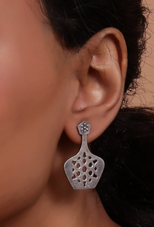 Vintage Pot Oxidized Stud Earrings