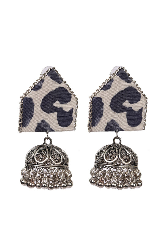 Handmade Designer Colored Printed Fabric Designer Partywear Earring