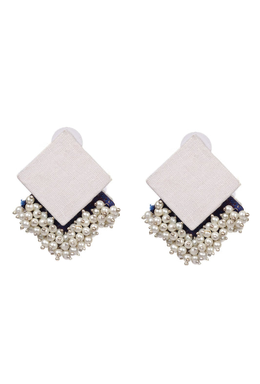 Square Shaped Handcrafted Fabric Style Earrings