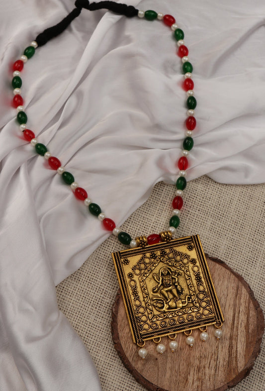 Mahakali Radiance Pendant with Tricolor Mala