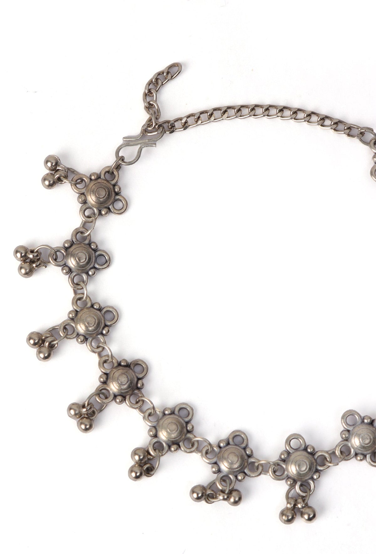 Silver Elegance Beaded Ghunghru Anklets
