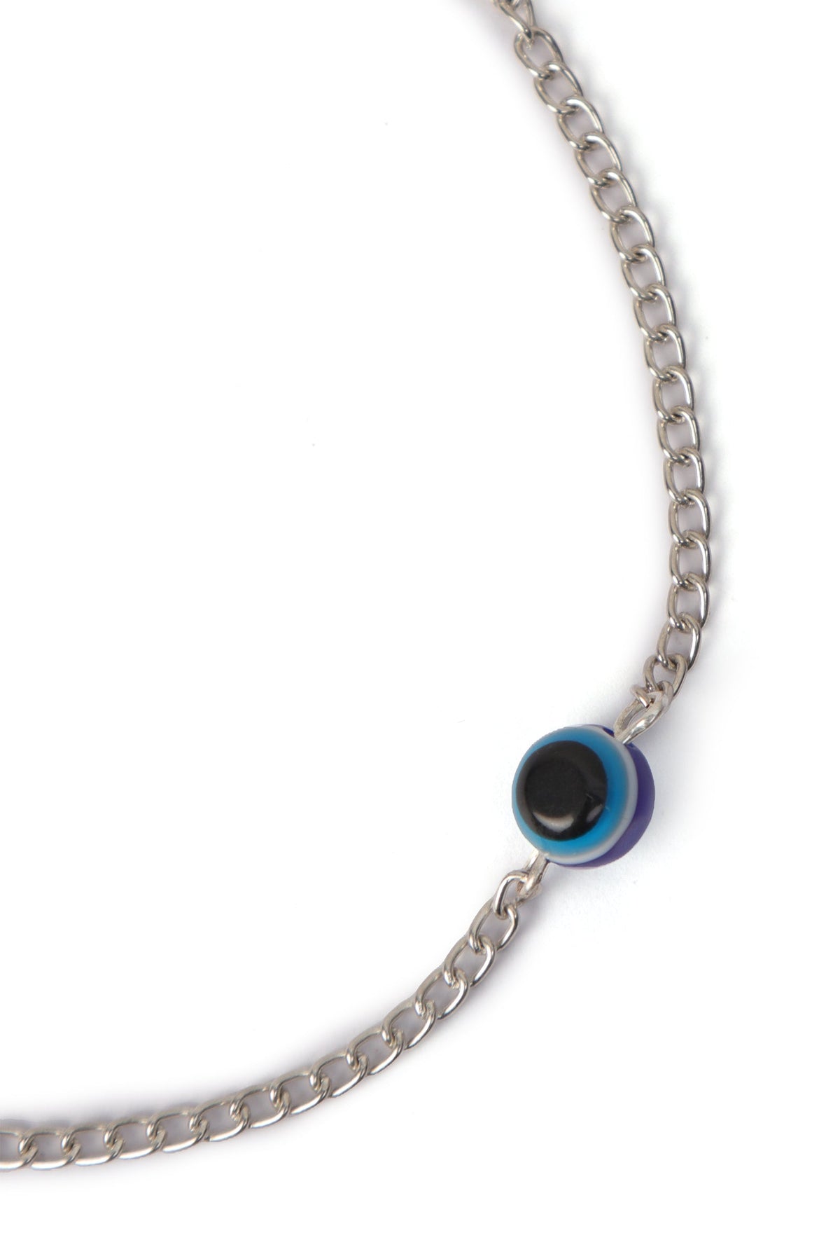 Evil Eye Anklet with Silver Elephant Charm