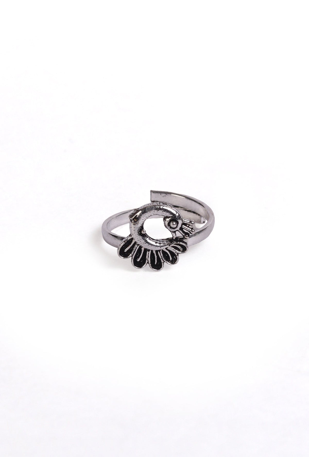 Peacock Shape German Silver Adjustable Toe Ring