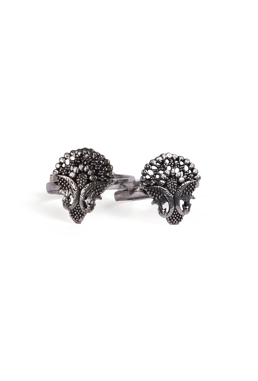 Peafowl Dual Peacock German Silver Adjustable Toe Ring