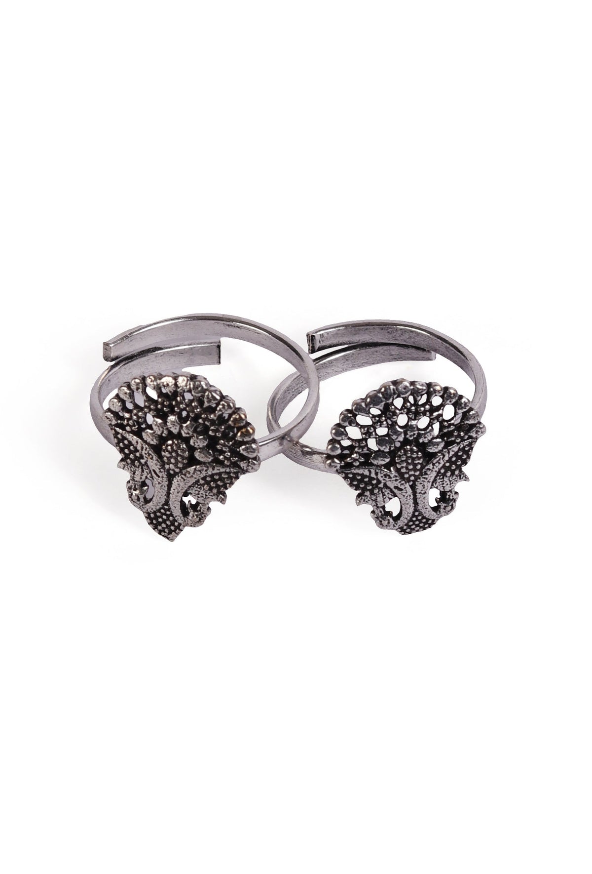 Peafowl Dual Peacock German Silver Adjustable Toe Ring