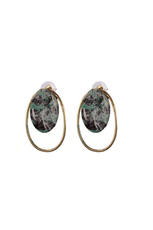 Marbled Stone Hoop Earrings
