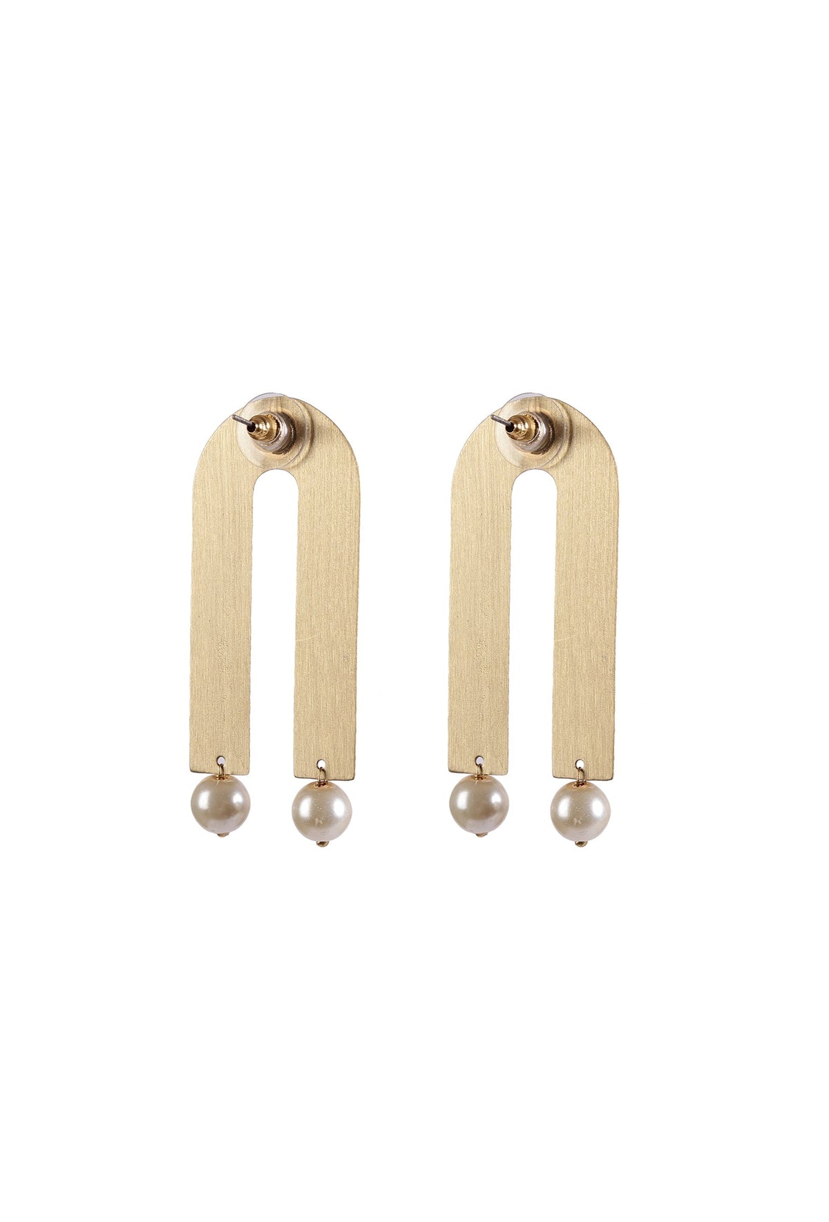 Golden Arch Pearl Drop Earrings