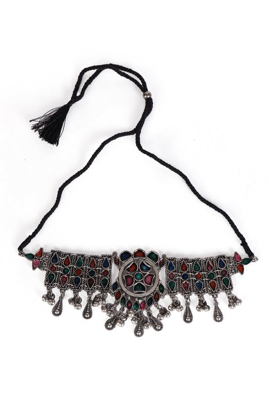 Tribal Radiance Oxidized Necklace And Earrings