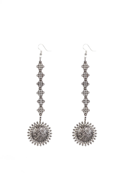 Tribal Sunburst Oxidized Earrings
