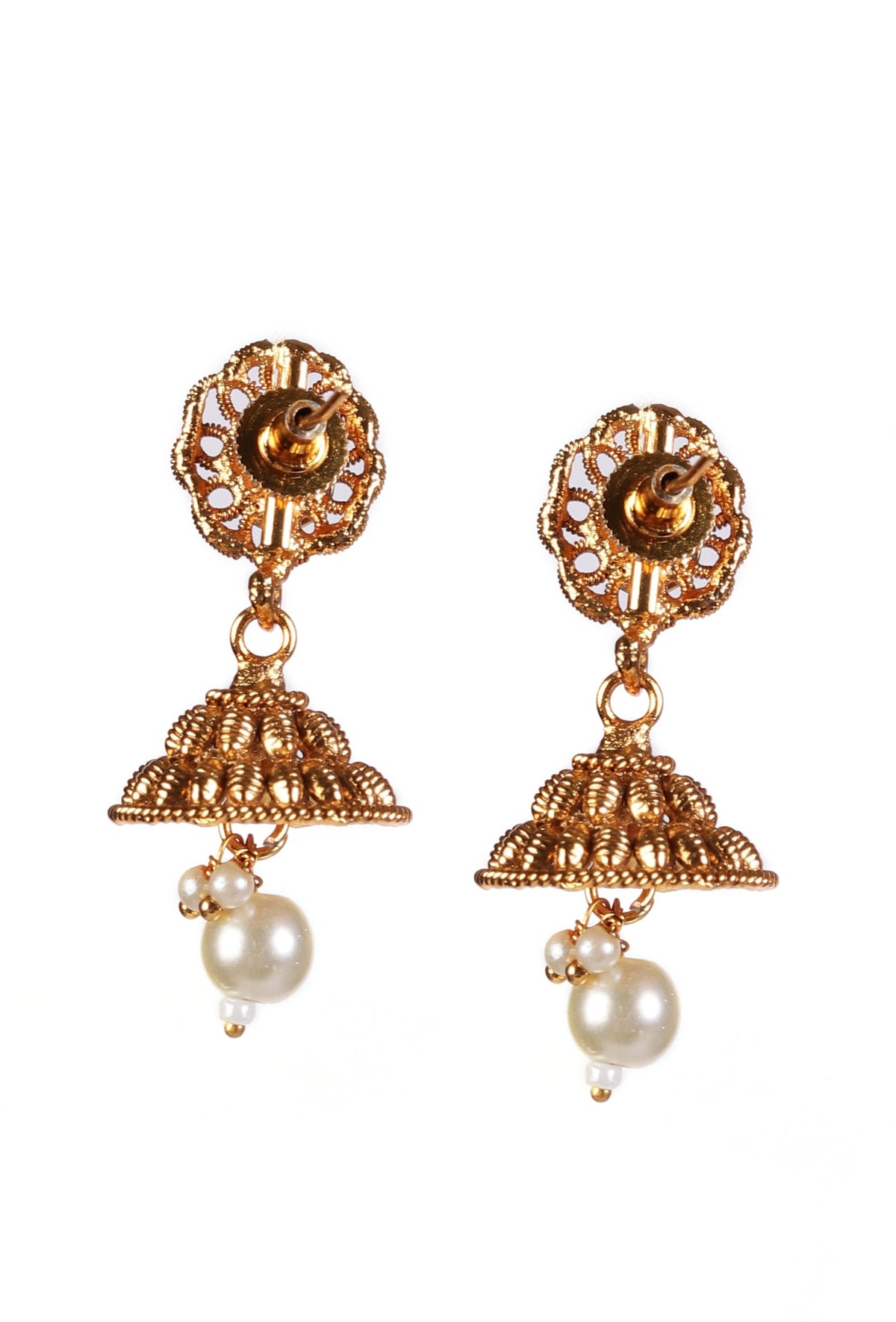 Devika Drape Temple Heritage Kemp Necklace Set with Pearls