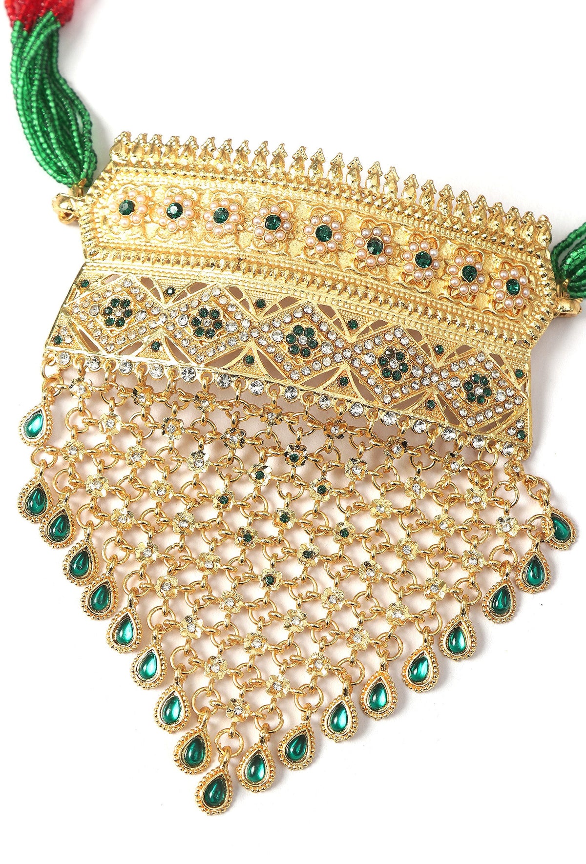 Rajwadi Emerald Beaded Choker Set