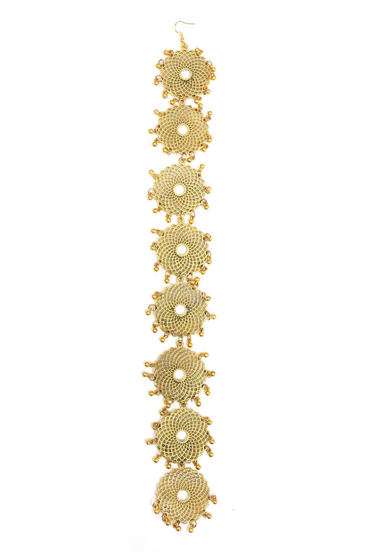 Royal Punjabi Heritage Golden Filigree Bridal Parandi Hair Accessory