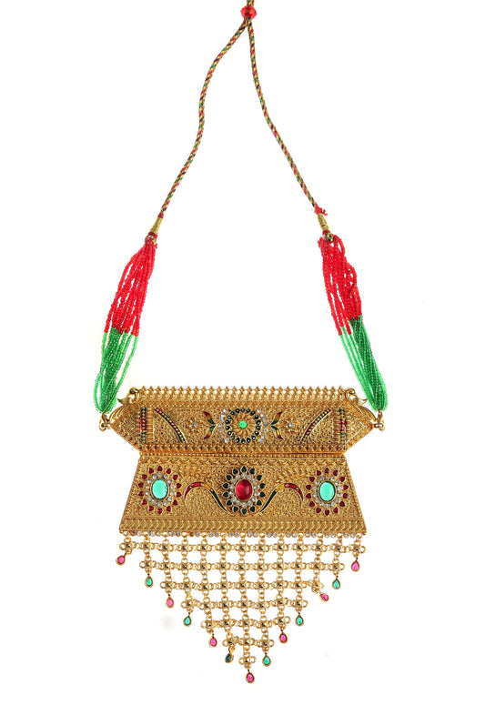 Traditional Navratna Kundan Statement Necklace