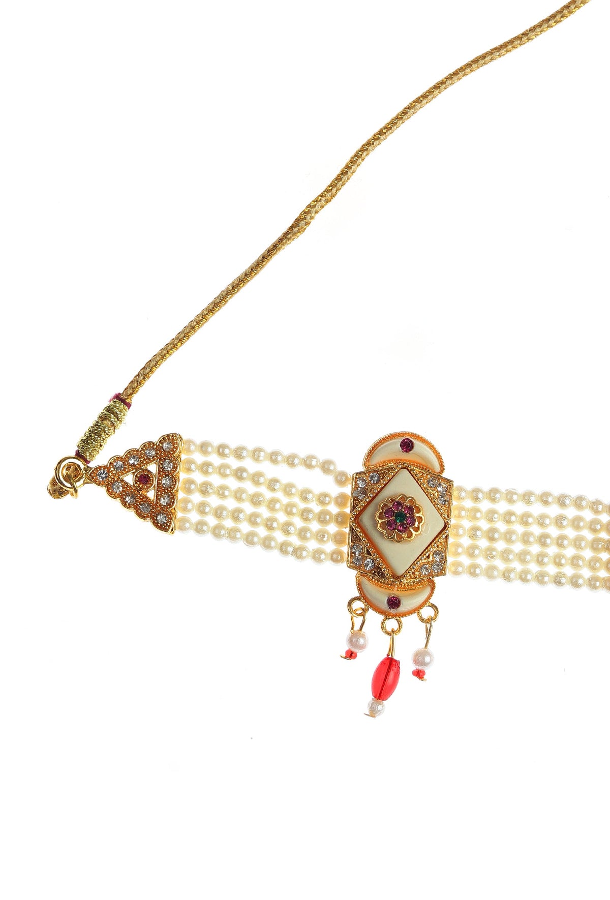 Rajwada Ivory Meenakari Pearl Jewelry Set