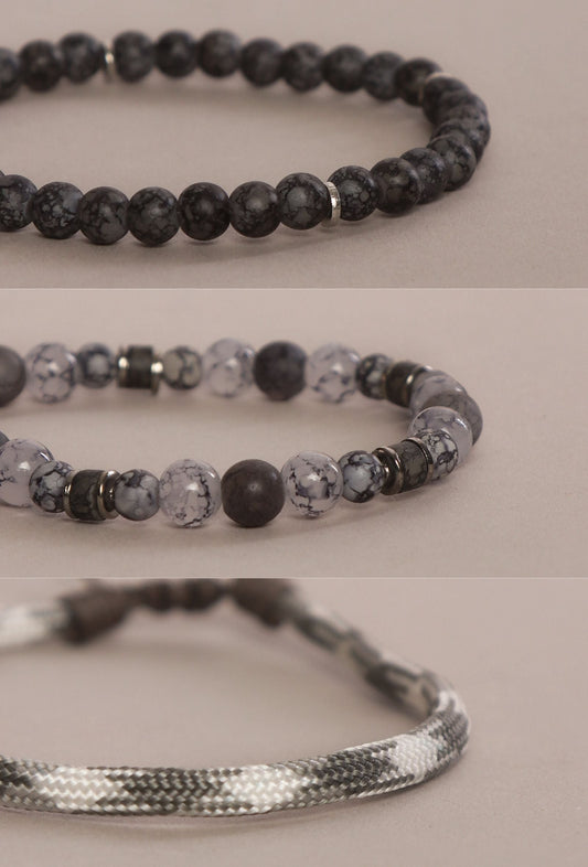 Snowflake Stone Bracelet Unisex - Set Of 3